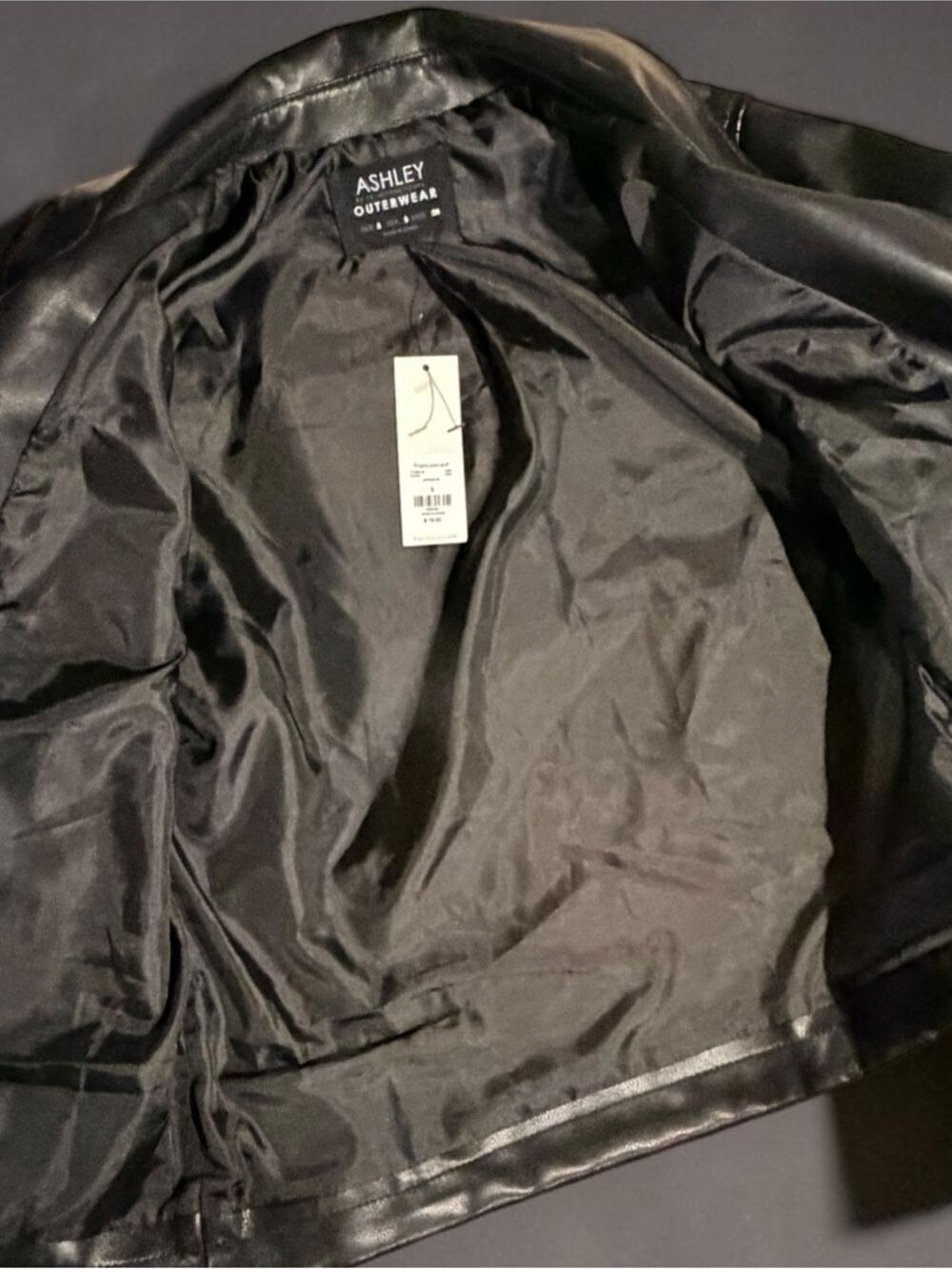 Ashley International Black Faux Leather Moto Jacket Small - Picture 5 of 12